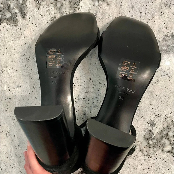 Rag & Bone Ellis Sandal High Heel Black Suede Size 38 8 NEW - Picture 10 of 11